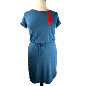 NWT Preppy Sporty Adjustable Athleisure 32 COOL Teal Midi Dress Women's Medium
